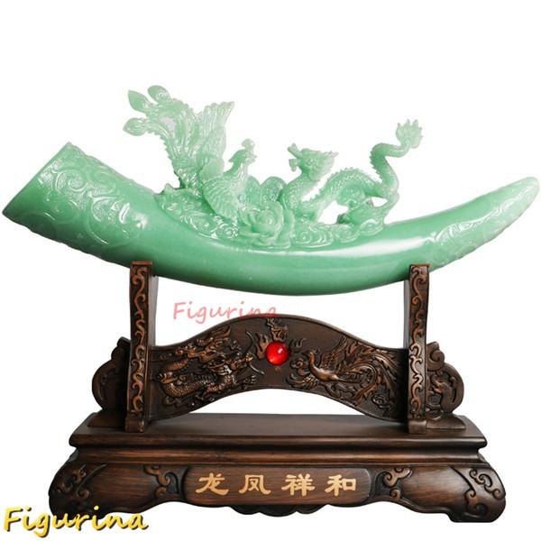 風水置物 龍 象牙 龍の置物 緑 樹脂工芸品 招財 財運 金運アップ
