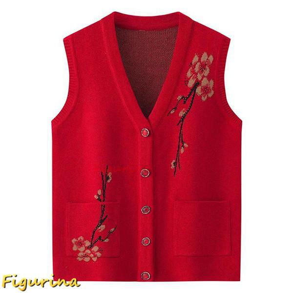 高齢者 カーディガン vネックベスト チョッキ 前開きボタン 袖なし