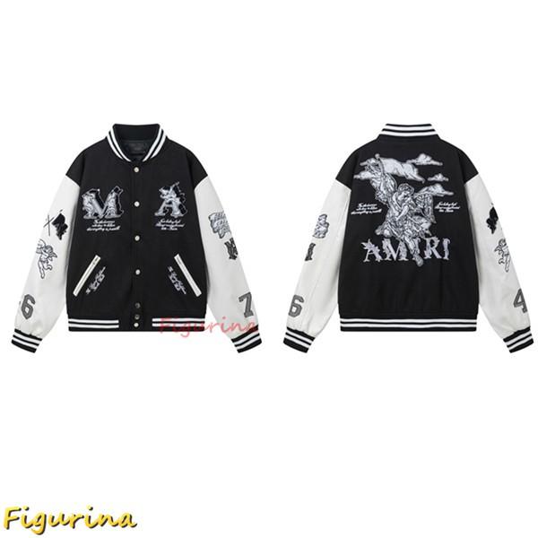 メンズ スタジャン 天使柄 レディース スタジアムジャンパー PU革袖