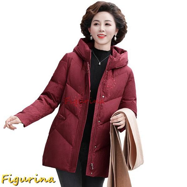 アウタージャケット アヒル羽毛 ダウンジャケット レディース 刺繍 花