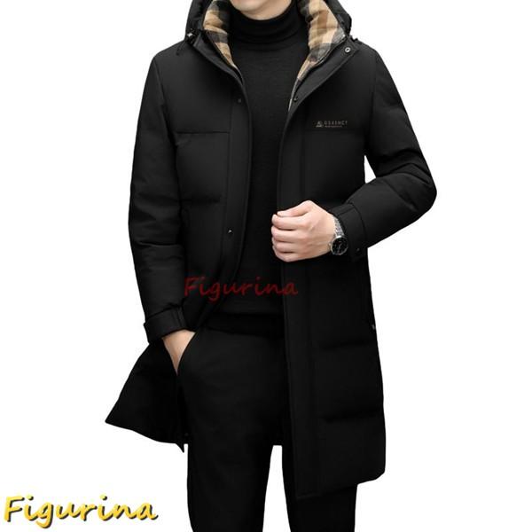 ロングダウンコート メンズ 紳士 ビジネス ダウンジャケット 無地 保温