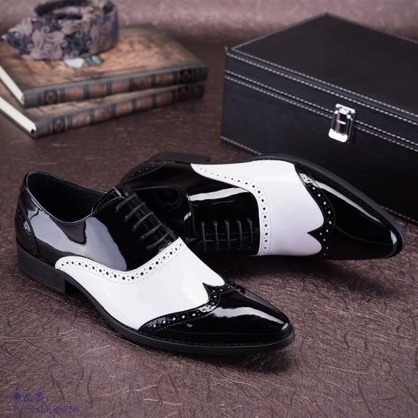 白黒コンビ ビジネスシューズ メンズ Pu革 メダリオン 内羽根 ロングノーズ Pu革 ウイングチップ レースアップ 紳士靴 ヴィンテージ 2トン エナメル Buyee Servis Zakupok Tretim Licom Buyee Pokupajte Iz Yaponii