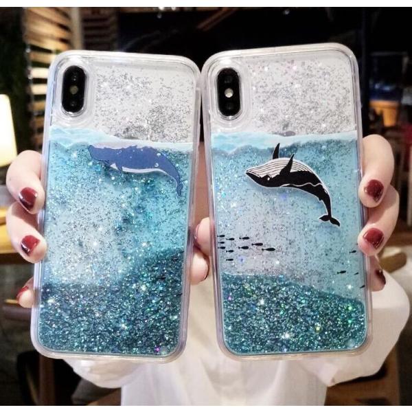 iPhone13pro 12pro ケース シェイカーケース スパンコール 動く 液体  ラインストーン グリッター 流れる 鯨 クジラ キラキラ 11 se3 se2 7 8 ハート クリア