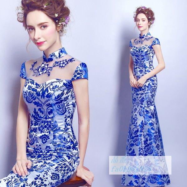 チャイナドレス ベトナム アオザイ ロング チャイナ服 レディース 上品 お洒落 マキシ丈 ドレス 結婚式 半袖 披露宴 30代 コスプレ衣装 青花柄 パーティー Fa0b フィホーネ 通販 Yahoo ショッピング