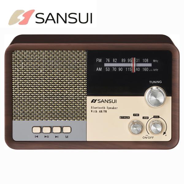 SANSUI サンスイ MSR-1 WD AM FM ラジオ スピーカー ウッド Bluetooth iPhone スマホ 対応 レトロ オーディオ (06)