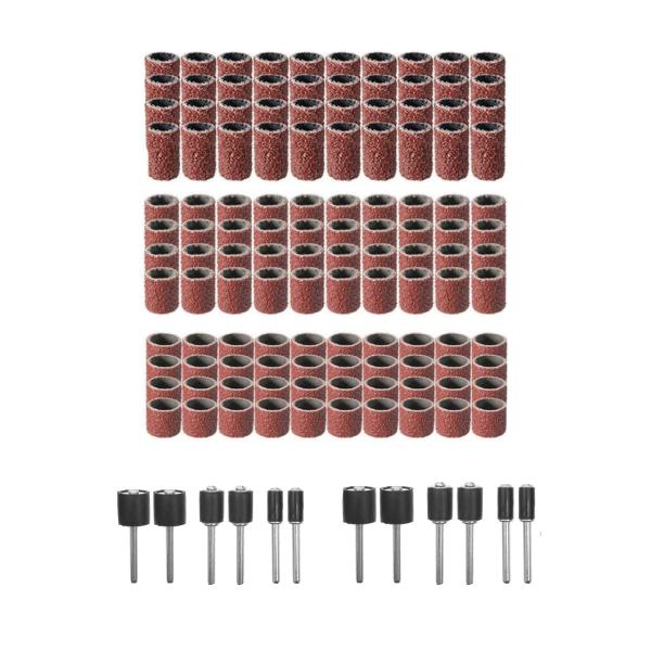 YFFSFDC サンディングバンド サンドペーパースリー 132個セット 180# 120# 80# 研磨 回転工具用 軸付 電動ヤスリ 電動ルータ