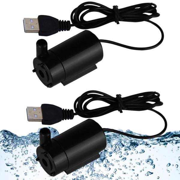 水中ポンプ ミニウォーターポンプ 2個入り USB給電 水槽エアーポンプ DC 3V-5V 静音設計 小型の水中噴水 防水 USBケーブルの長さ1m