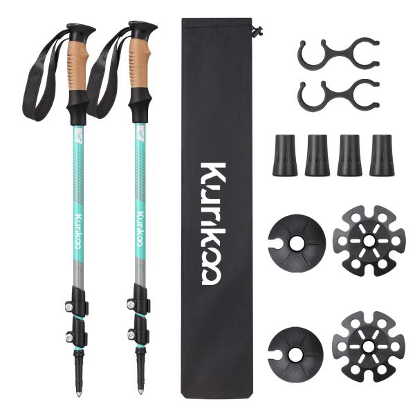 NINEHILLS トレッキングポール 2本セット 登山 アルミ製 カムロック式 登山杖 折りたたみ 軽量 収納袋付き (ブルー)