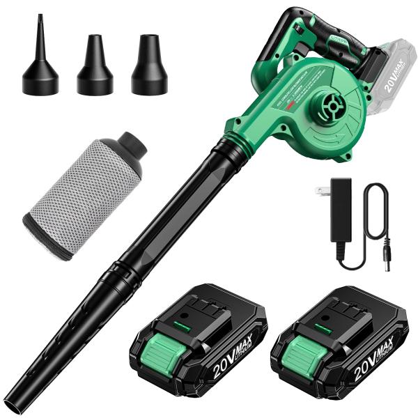 KIMO ブロワー 充電式 ブロアー 延長チューブ付き 2.0Ahバッテリ一2個搭載 3速変速調整 空気注入 空気吸引機能 コードレスブロワー 風量