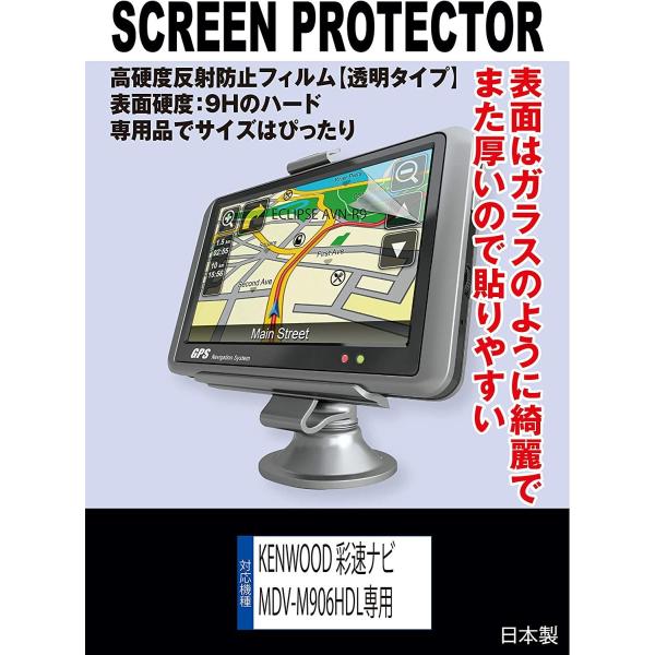 【互換品】 【高硬度フィルム(9H) 透明】KENWOOD 彩速ナビ MDV-M908HDL/MDV-M907HDL/MDV-M906HDL 対応 液晶保護フィルム（高硬度フィルム 透明）