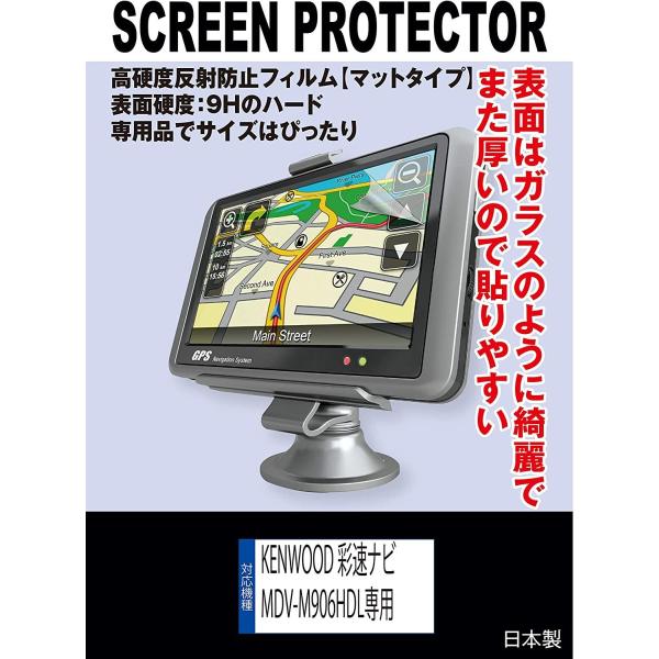 【互換品】 KENWOOD 彩速ナビ MDV-M908HDL/MDV-M907HDL/MDV-M906HDL 対応 液晶保護フィルム(高硬度反射防止フィルム マット)