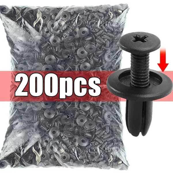 穴径8mm プッシュピン 車のバンパー用 黒 プラスチックリベット 留め具