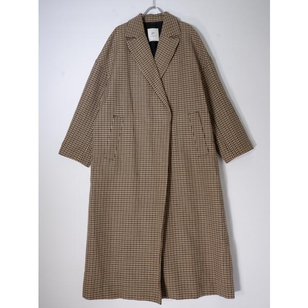 1er Arrondissement / ウールリネン オーバーサイズ チェスターコート/38/ウール/BRW/チェック/B1093AFC004 1er Arrondissement/プルミエアロンディスモン ウールリネンガンクラブ