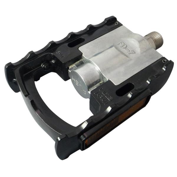 ・アルミボディと独自構造で高耐久性を実現・好評をいただいておりました折りたたみアルミペダル FD-6 の進化版・靴底が滑りにくいケージに形状変更し、内部ベアリング構造をカップ＆コーンに変え、コストダウンも計りました。・折りたたみの方法は、ワ...