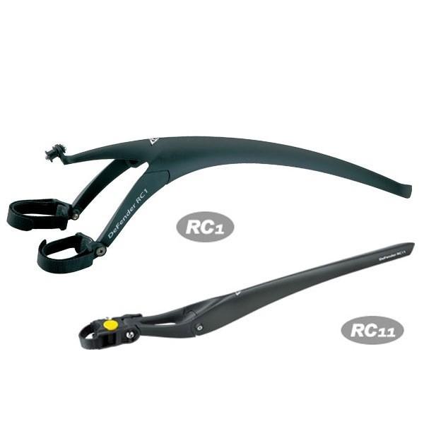 ■商品情報・700x25Cまで使用できるベルクロ ストラップ マウントのロード用フェンダー。・フォークレッグとフロントブレーキ固定にセットするフロント用「RC1」と シートポストにセットするリア用「RC11」の前後セット。<>デ...