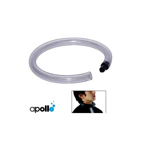 ラクラクリング　アポロスポーツ　●Size : フリーサイズ（片側をカットすることで調節が可能です。） ●塩ビチューブ、ABS樹脂 ドライスーツのネックシールの内側に装着する事で、陸上での圧迫感を軽減します。 注意）陸上用ですので、水中では...