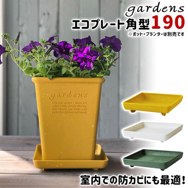 gardens 受け皿 受皿 エコプレート 角型 190 幅19.8cm 奥行19.8cm 高さ