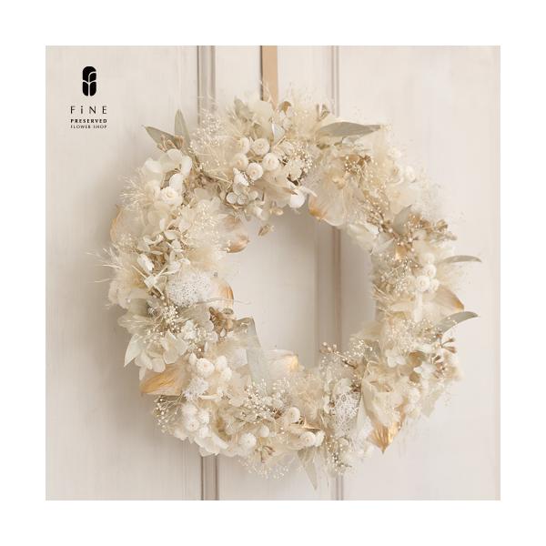 白いクリスマスリース クリスマス ホワイト リース 特大 Lサイズ 玄関 飾り プリザーブド