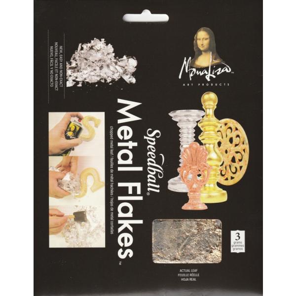 ☆ゴールド3g☆メタルリーフのフレーク状（細切れ状）。濃い色の下地カラーを塗って、わざとつぎはぎに貼り付けてブラシで削ってアンティーク調に仕上ることも出来ます。☆メタルリーフ フレークゴールドは、あなたのアート作品に豪華さをプラスするアイテ...