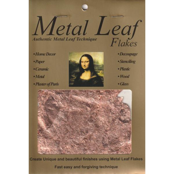 ☆☆コッパー3g☆メタルリーフのフレーク状（細切れ状）。濃い色の下地カラーを塗って、わざとつぎはぎに貼り付けてブラシで削ってアンティーク調に仕上ることも出来ます。☆メタルリーフ フレークコッパーは、あなたのクラフト作品に豪華な輝きをプラスす...