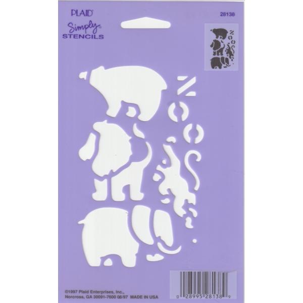 各種ステンシルシート　99×142ステンシル部分　クマ・ライオン・ゾウ　602-8138