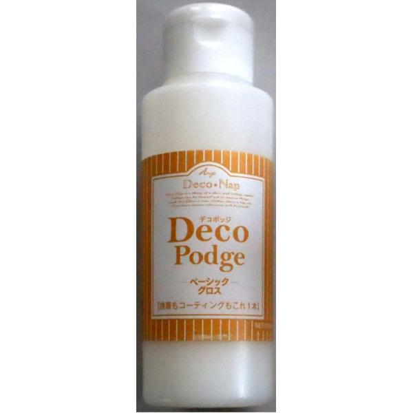☆デコポッジ：デコナップ（ペーパーナプキン）を貼るとき使用するグルー＆ニス。これ１本で接着もコーティングもできます。☆容量：100ml☆成分：アクリル☆つやだし効果☆一般的な紙や布の接着剤＆仕上剤。☆紙、木、キャンパス、素焼き、テラコッタ、...