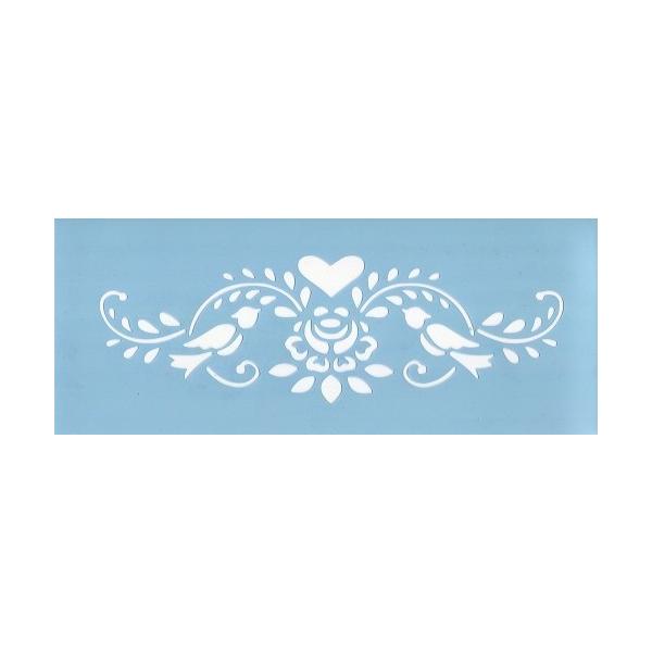 ファインホームの特大ステンシルシート　ステンシル部分の長さ58cm特大サイズ　壁・家具・ドアのワンポイント　580×190　ラブバード　fh-275bs