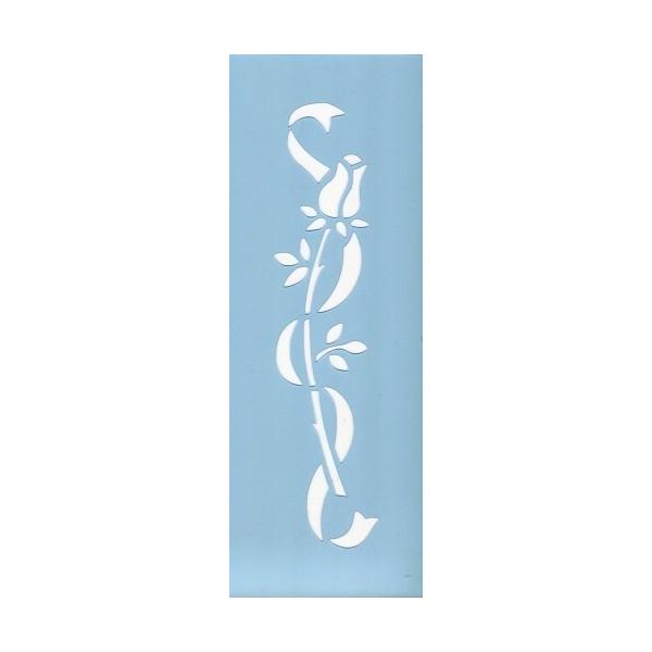 ファインホームの特大ステンシルシート　ステンシル部分の長さ58cm特大サイズ　壁・家具・ドアのワンポイント　580×143　リボンに絡まるバラ　fh-328bs