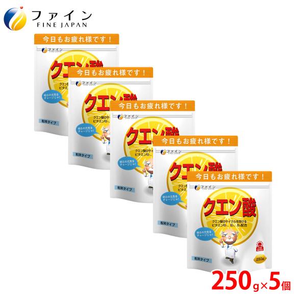クエン酸 お徳用 250g入 5個セット クエン酸 ビタミンC B1 B2 B6 配合 ファイン :a-000305-5:健康食品のファイン 公式 !店 通販