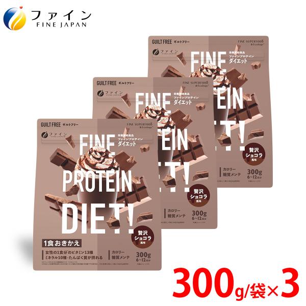 プロテイン ソイプロテイン ファインプロテインダイエット 贅沢ショコラ風味 300g ３個セット L-カルニチン ビタミンA C