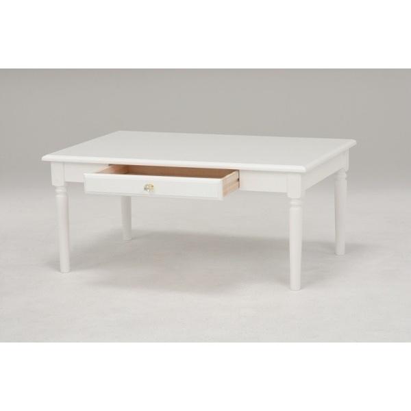 フェミニン風 センターテーブル ホワイト 白 デザイン おしゃれ 引き出し リビングテーブル 贈呈 モダン 収納 テーブル 小物 ロー