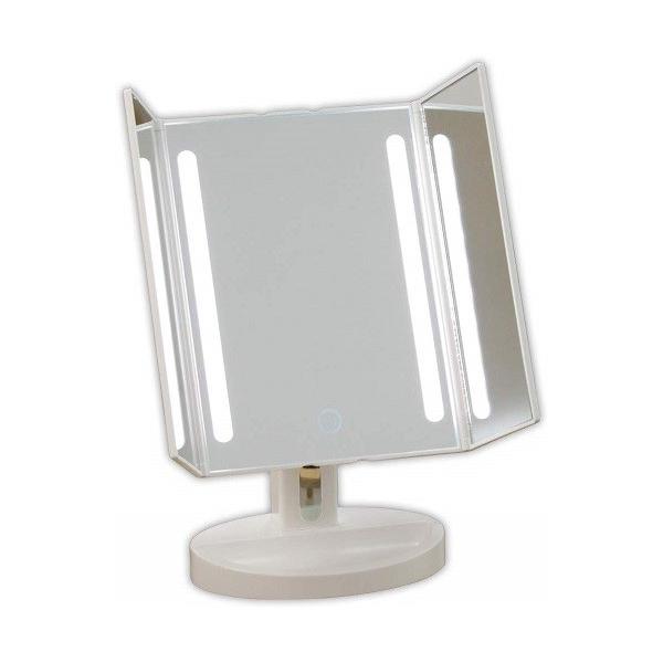 LED三面鏡でお顔全体や横顔もしっかり映ります。鏡の部分は上から下まで、180°無段階で回転可能、メイクの時好きな角度に調整して使用できます。タッチセンサーでON/OFF可能なので便利です。【注意事項】●火の近くや直射日光のあたる場所での使...