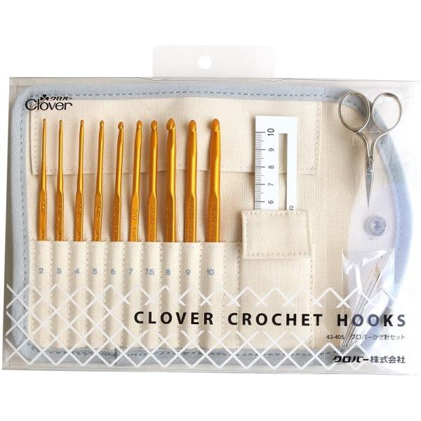 Clover クロバー かぎ針 セット かぎ針 10本 とじ針 3本 ミニはさみ ニットゲージ かぎ針ケース 43-405 ロジ