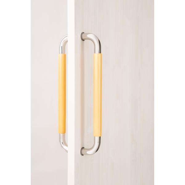 ドアハンドル ４５ｃｍ ４色（木製グリップ部分） ヘアライン仕上げ（ステンレス部分） スライドドア 両面用 450mm 取手 ドアノブ 室内用 Ｏ型 (ライト)