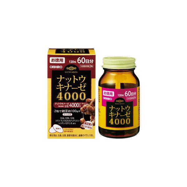 ORIHIRO（オリヒロ） ナットウキナーゼ4000(お徳用60日分) 120粒 : 薬