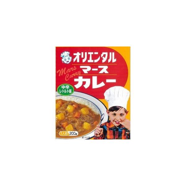昭和３７年発売のロングセラー「マースカレー」のレトルト版です。オリエンタル独自のマースチャツネとともにじっくり煮込んだ、どこか懐かしく、まろやかで、コクのある味わいをお楽しみください。