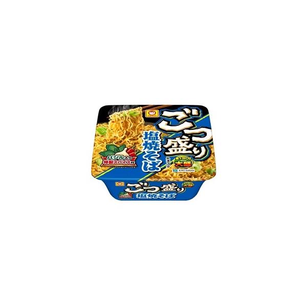 麺130g、チキンと玉ねぎの旨みが利いた塩味ソースに「バジル入り特製スパイス」が付いた大盛塩焼そば。