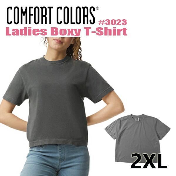 【2XL】Women's S/M レディース COMFORT COLORS(コムフォートカラーズ)6.1oz リングスパン レディースボクシーTシャツ ガーメントダイ 半袖 COMF-T3023