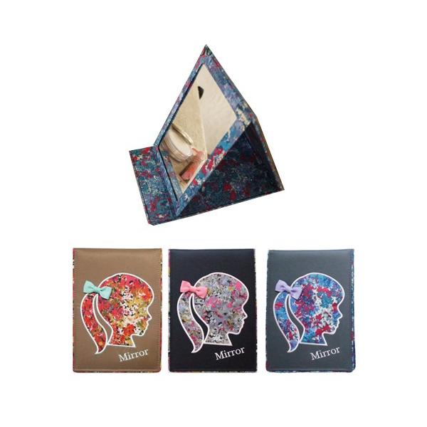 ミラー（鏡）/【シルエット　エンブロイダリー】 （トラベル　グッズ・化粧・メイク道具・旅行）D13【DUAL STYLE（デュアルスタイル）】