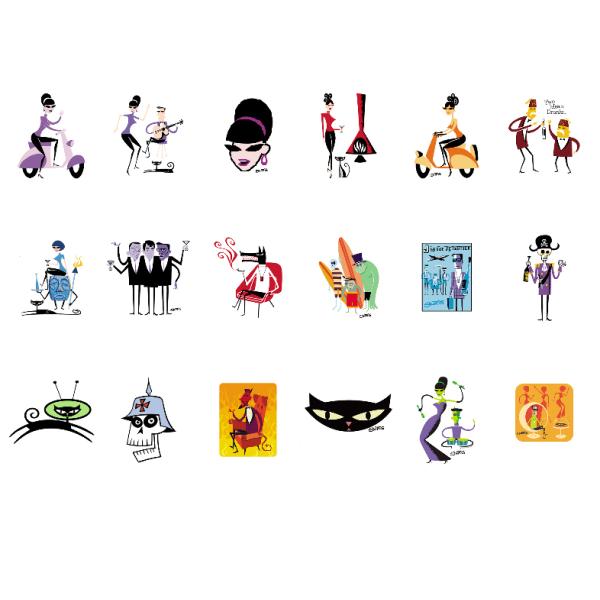 ★シャグ ステッカー キャット 6枚セット Shag 正規品 SHAG シャグステッカー 販売,ハワイ フラガール Tiki ティキ