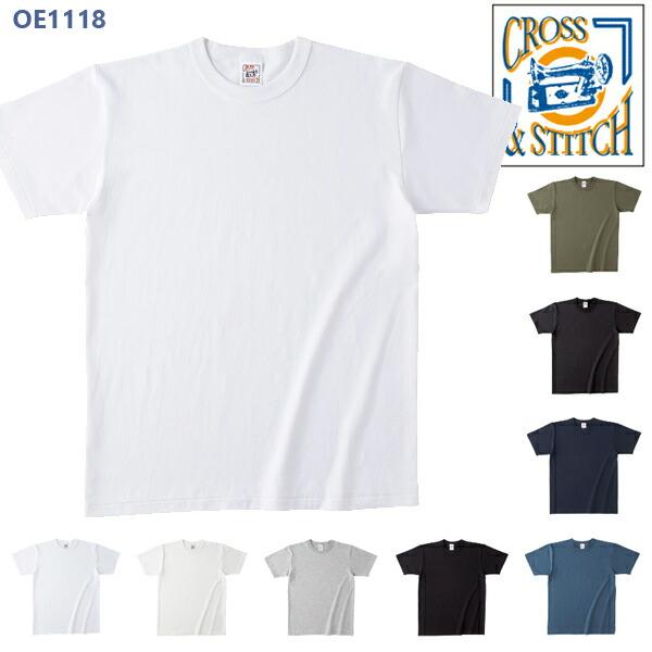 【白 S-XL】6.2oz オープンエンドマックスウェイトバインダーネックTシャツ CROSS&;STITCH ティーシャツ ヘビー 綿 メンズ ざっくり TRUSS(トラス) OE1118