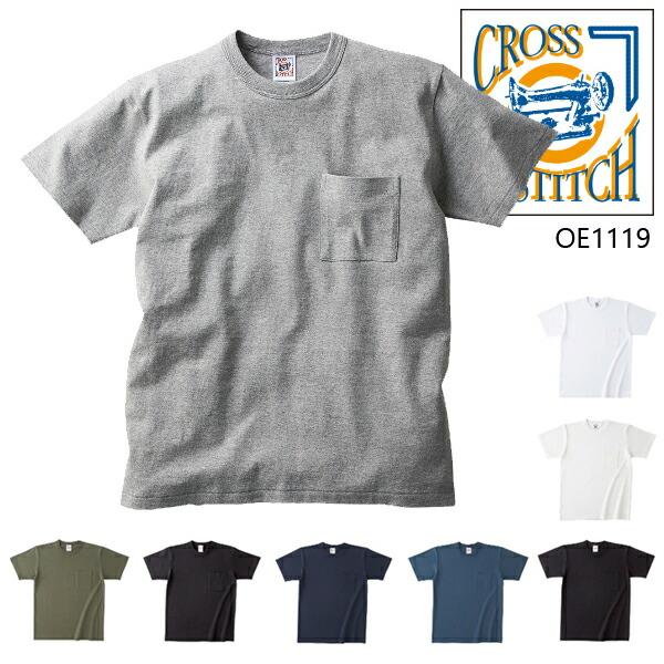 【S-XL】6.2oz オープンエンドマックスウェイトバインダーネックポケットTシャツ CROSS & STITCH クロスアンドステッチ ポケT メンズ TRUSS トラス OE1119