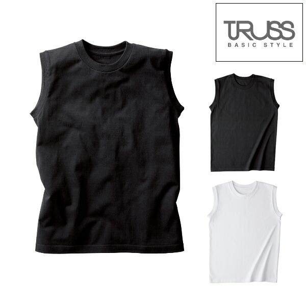 ウィメンズ ノースリーブ Tシャツ TRUSS トラス レディース向け 袖なし 女性 白黒 ブラック コットン 綿 シンプル Tシャツ カットソー ベーシック (wos-808)