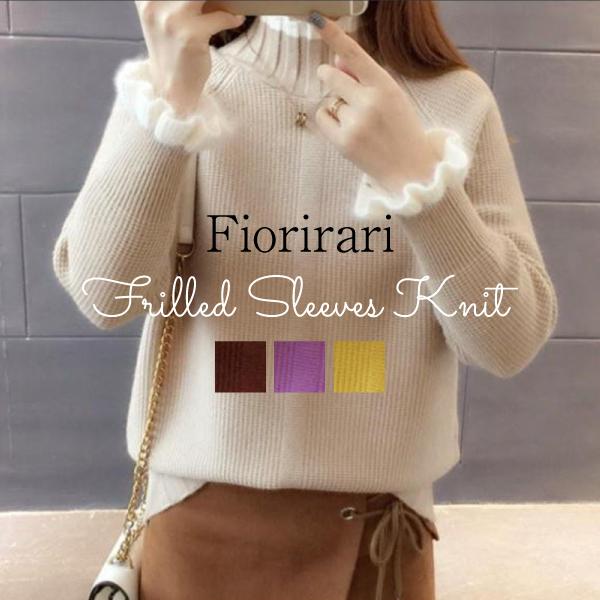 ニット レディース 春 トップス 細身 ふわふわ フリル 可愛い 長袖 ハイネック 紫 黒 ピンク 体型カバー 30代 40代 50代 60代 Top054 キッズアンドレディース Fiorirari 通販 Yahoo ショッピング