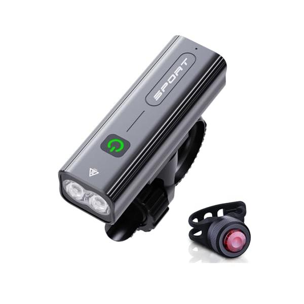 BOSIWO 自転車 ライト 大容量2600mAh 1000ルーメン USB充電式 LEDヘッドライト「3in1機能搭載」 自転車ヘッドライト テールライト付き ３つ調光モー