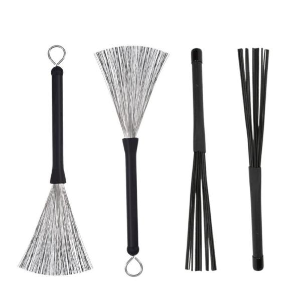 【商品名】　cobalt planet ドラムスティックブラシ 金属製 ナイロン製 4本セット ドラム用ワイヤーブラシ (ブラック 金属製 ナイロン製 ★★ラッピングについて★★当店ではラッピングは承っておりません。ご了承くださいませ。★★...