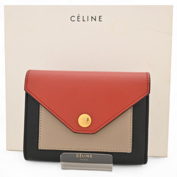 CELINE セリーヌ ミディアムフラップウォレット バイカラー Aランク  