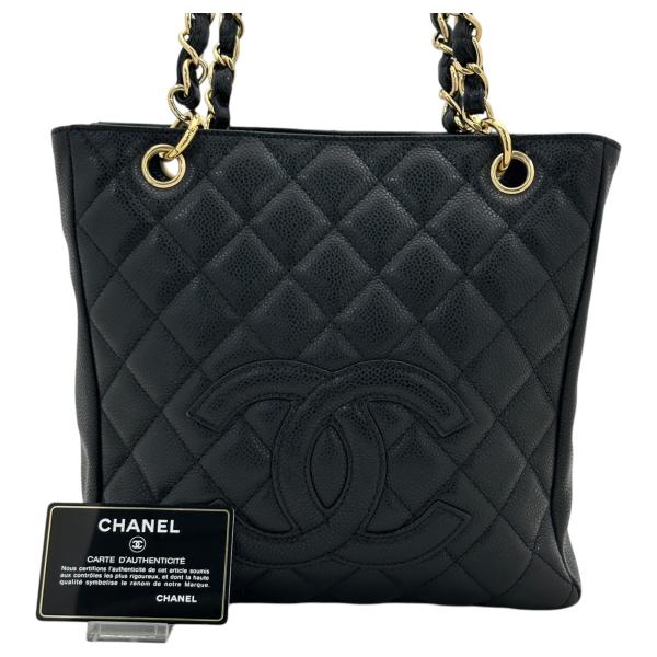 【中古】シャネル マトラッセ プチショッピングトート PST ショルダーバッグ キャビアスキン Aランク ch28314gr