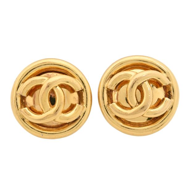【中古】シャネル イヤリング ココマーク ロゴ ラウンド クリップ式 アクセサリー Bランク ch6634vf