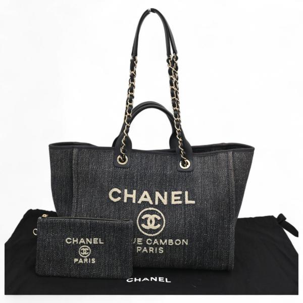 CHANEL（シャネル） ドーヴィル チェーントートGM デニム トートバッグ